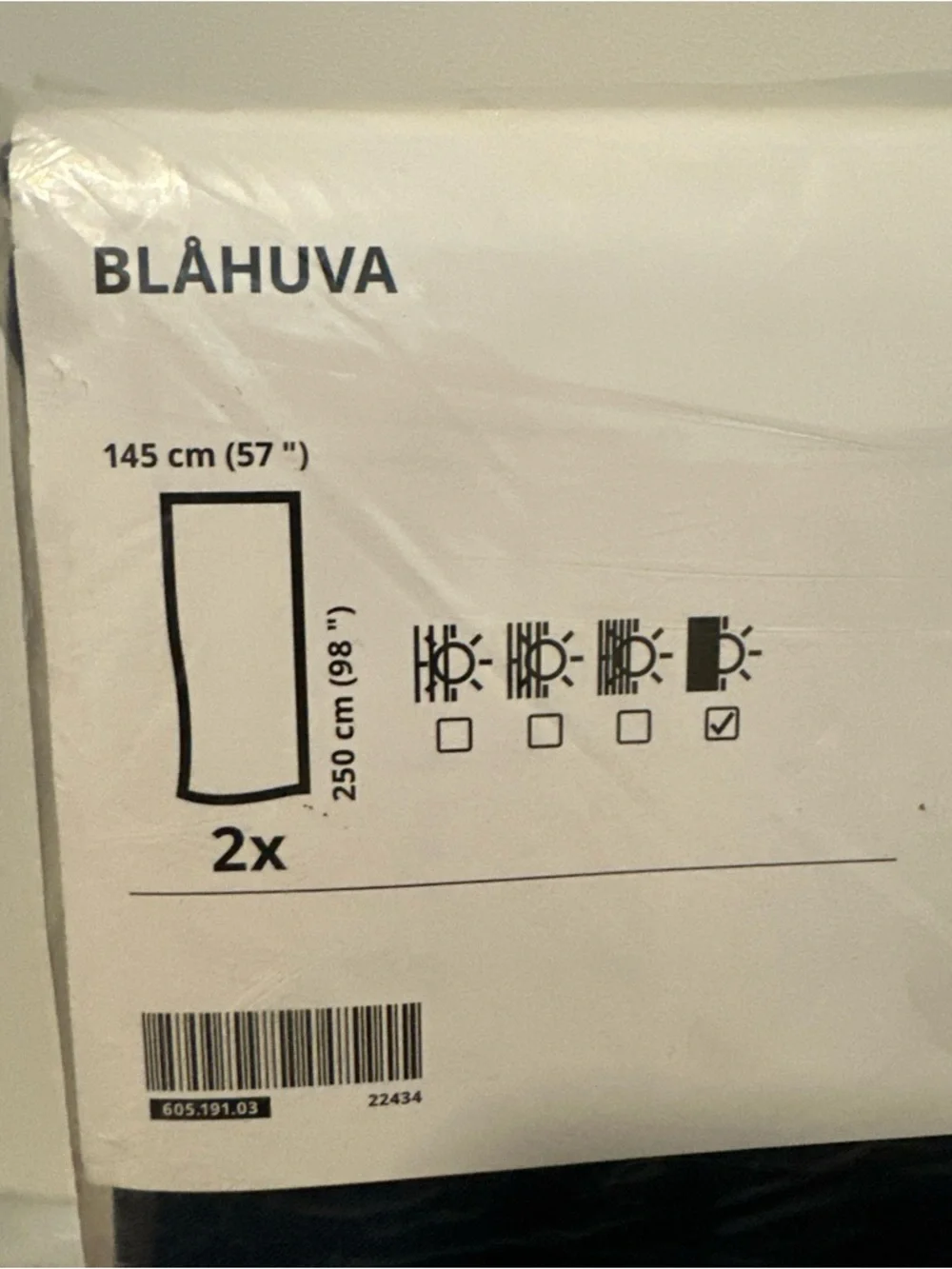 BLÅHUVA Blue Curtain Panel - Solid blue set of 2 panels NEW NIP